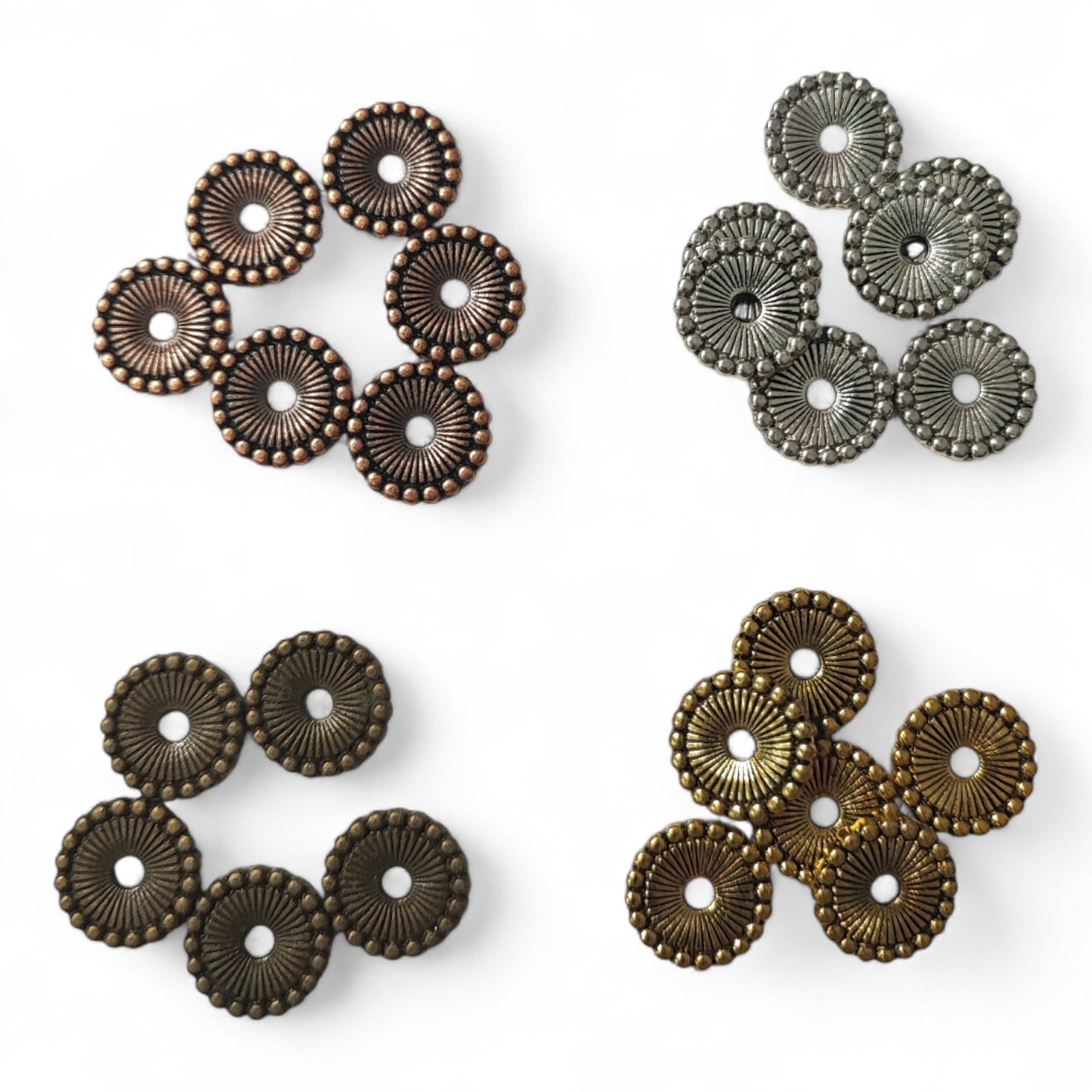 x5 Perles Intercalaires Striées Style Tibétain – 12 mm