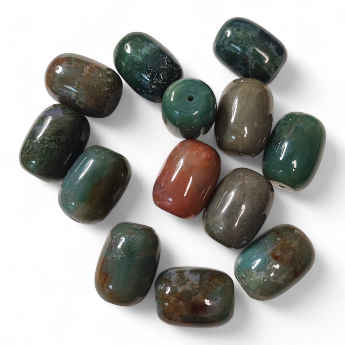 x1 Grosse Perle Baril en Agate des Indes Naturelle – 20x15 mm