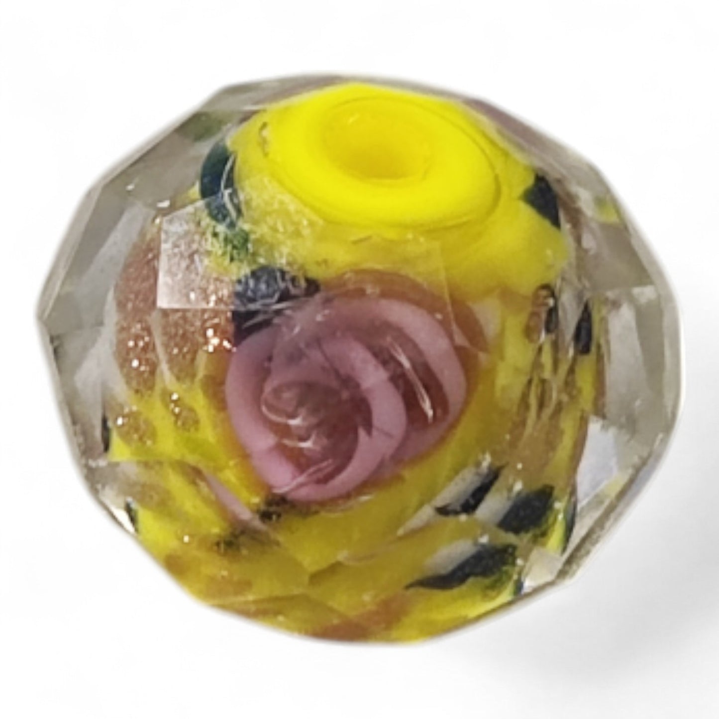 x1 Perle en Verre Millefiori 🌸 – Facettées – Fleurs colorées – 11x8 mm