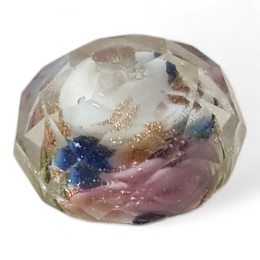 x1 Perle en Verre Millefiori 🌸 – Facettées – Fleurs colorées – 11x8 mm