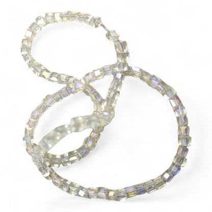 x1 fil de 98 Perles Cubiques en Verre – 3 mm – Facettées et Galvanisées