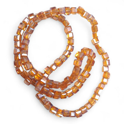 x1 fil de 98 Perles Cubiques en Verre – 3 mm – Facettées et Galvanisées