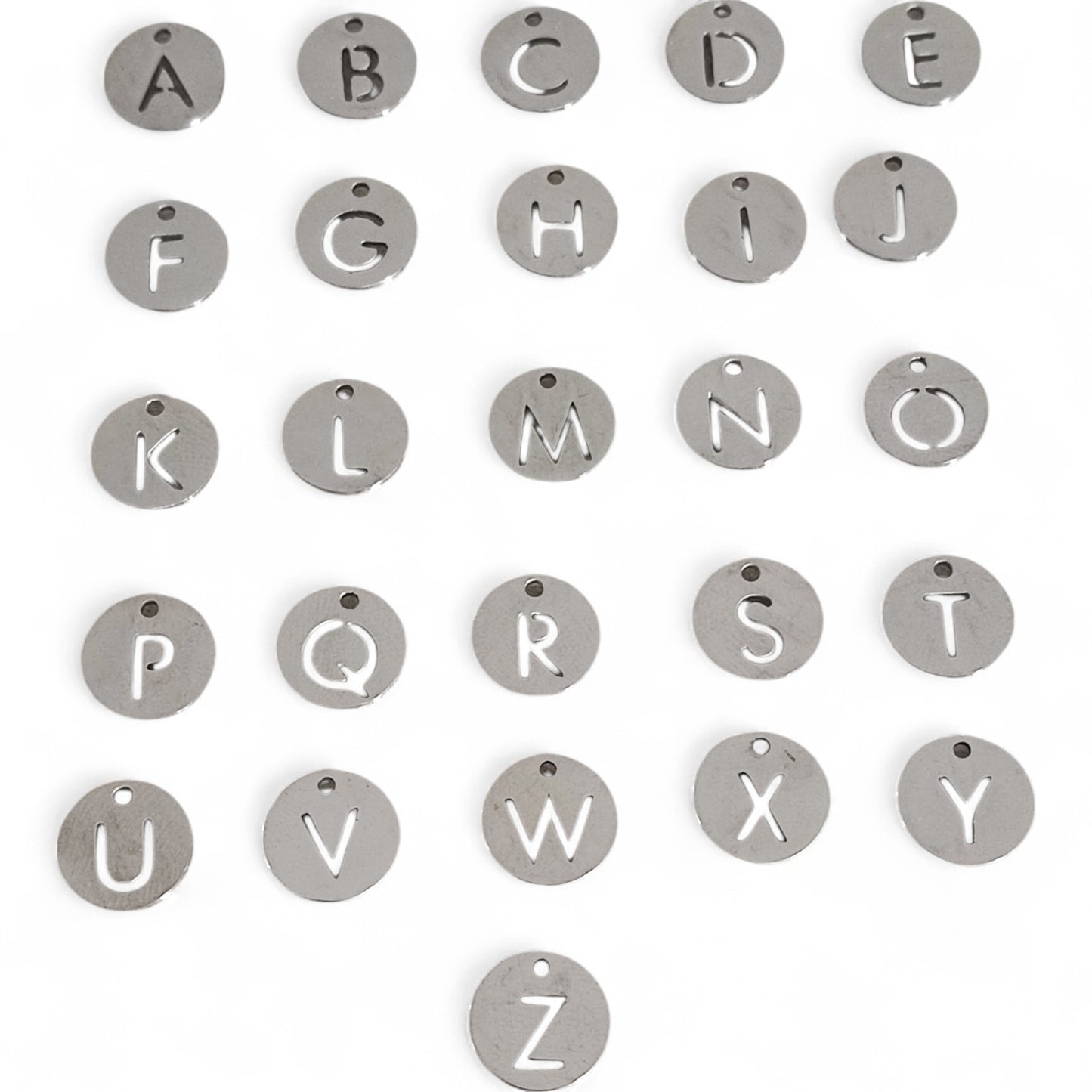 x1 Breloque Ronde Initiale – Acier Inoxydable – 10 mm