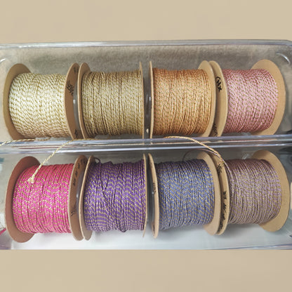 Cordon Torsadé Coton et Doré – 1 mm – 1 mètre