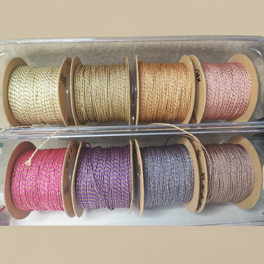 Cordon Torsadé Coton et Doré – 1 mm – 1 mètre