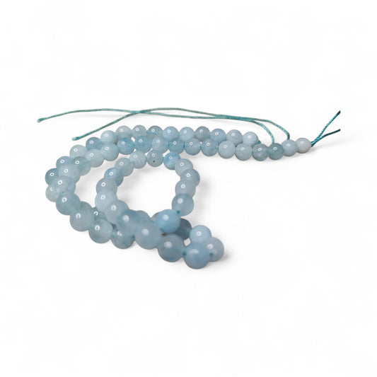 Lot de 5 Perles Rondes en Aigue-Marine – 6, 8 ou 10 mm