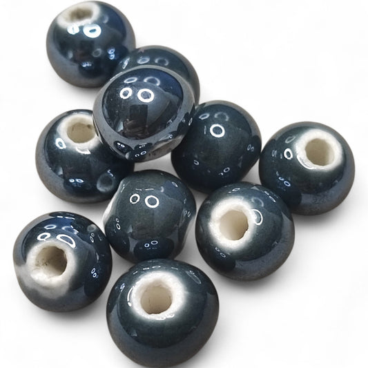 x1 Perle en Porcelaine Nacrée – 10 mm – Couleurs au Choix – Fait Main