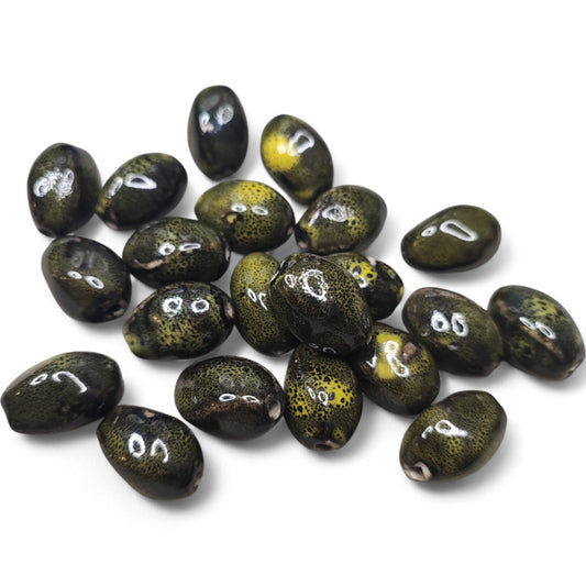 x1 Perle Céramique – 20 x 14 mm – Vert, Kaki
