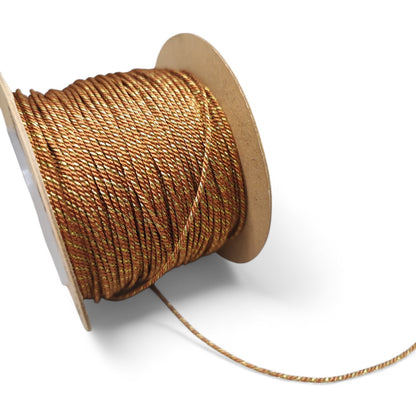 Cordon Torsadé Coton et Doré – 1 mm – 1 mètre