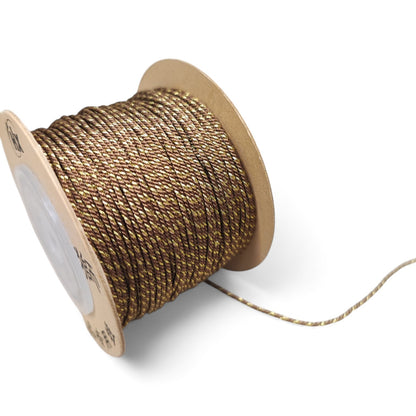 Cordon Torsadé Coton et Doré – 1 mm – 1 mètre