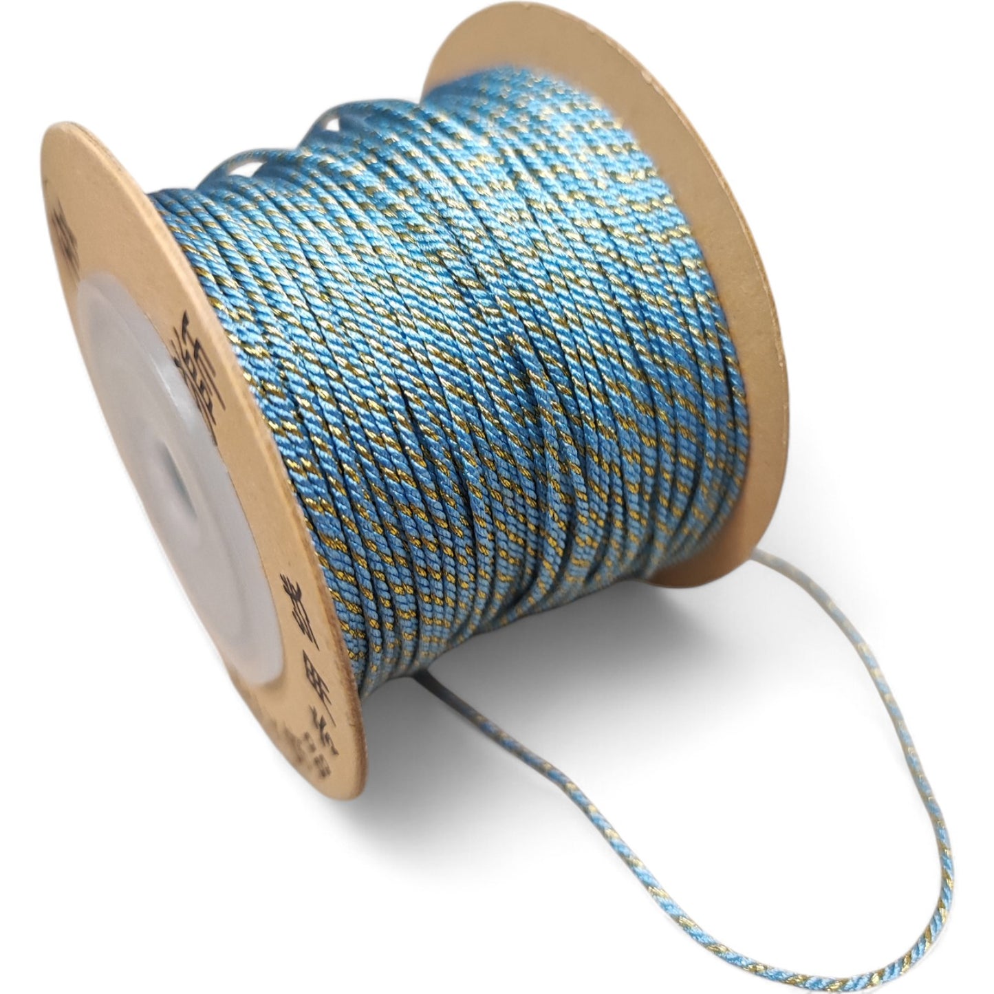 Cordon Torsadé Coton et Doré – 1 mm – 1 mètre