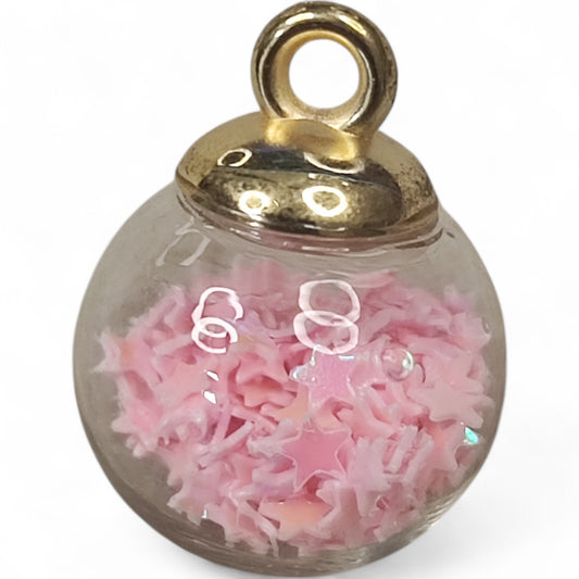 Pendentif Globe en Verre Attache Dorée – 15x21 mm – Plusieurs modèles au choix