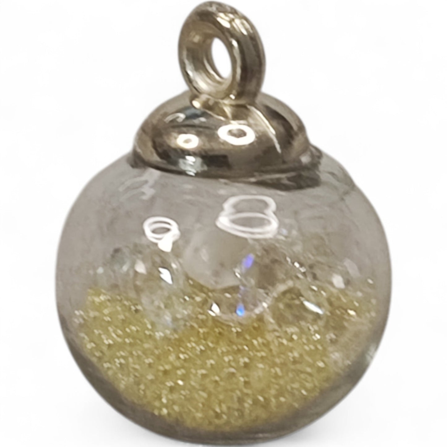 x1 Pendentif Globe en Verre avec mini perles, strass &amp; coquillage – 16x21 mm