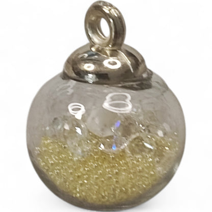 x1 Pendentif Globe en Verre avec mini perles, strass &amp; coquillage – 16x21 mm
