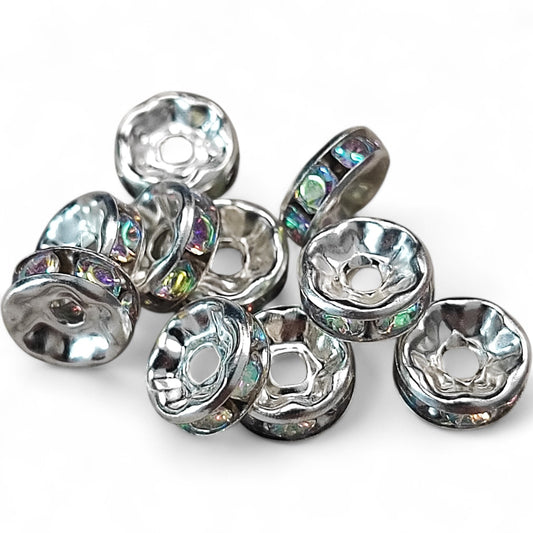 x10 Intercalaires Strass – Pour perles de 8mm – Couleurs au choix