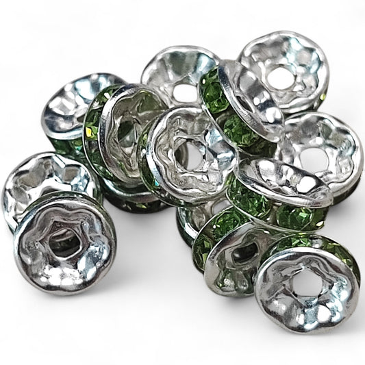 x10 Intercalaires Strass – Pour perles de 8mm – Couleurs au choix