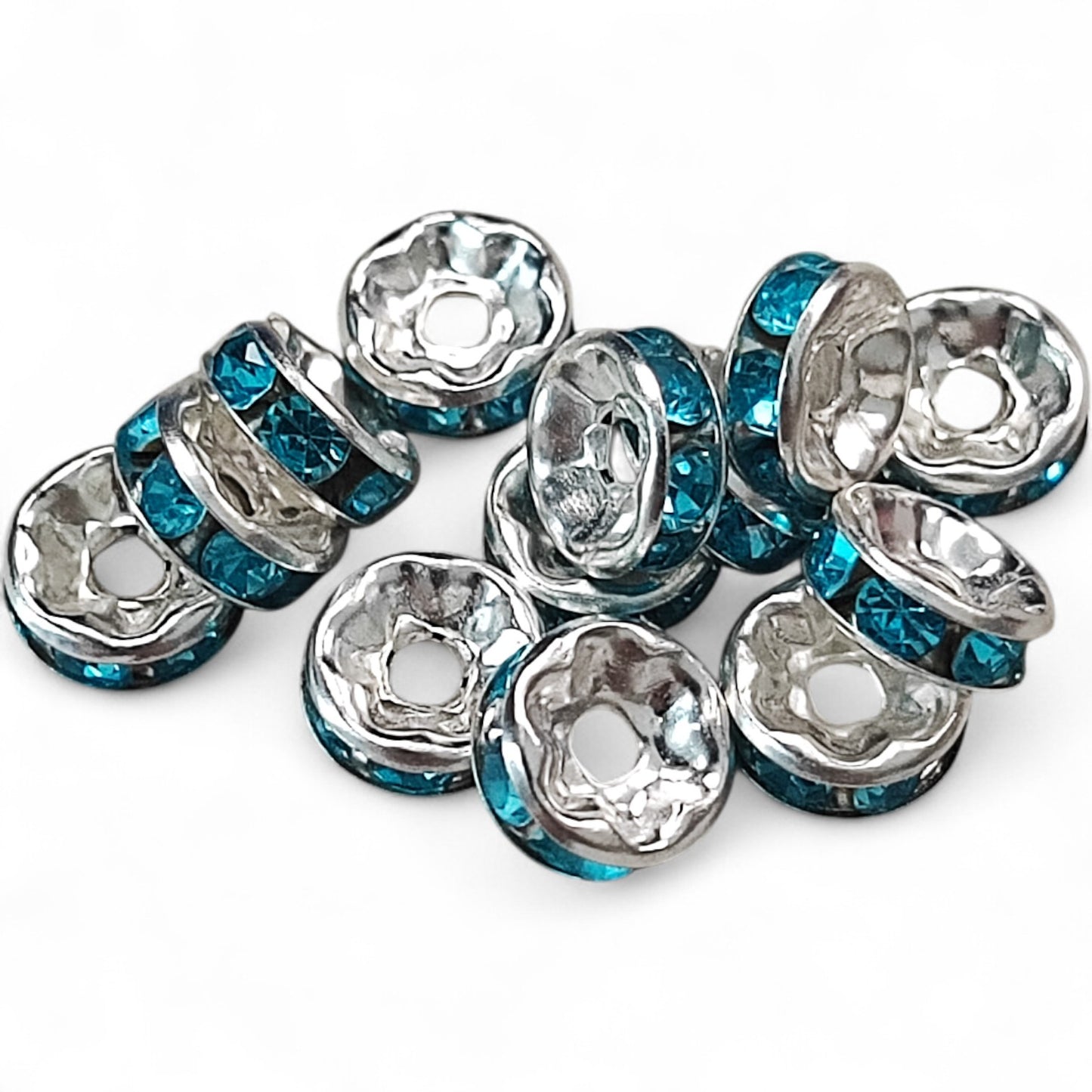 x10 Intercalaires Strass – Pour perles de 8mm – Couleurs au choix