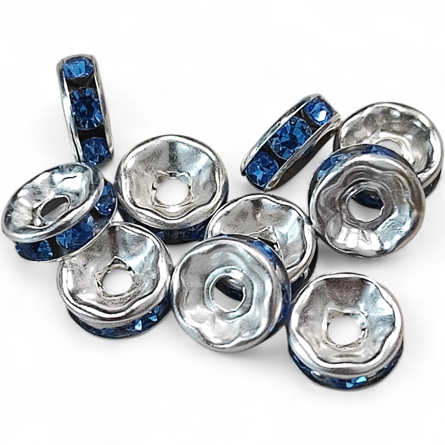 x10 Intercalaires Strass – Pour perles de 8mm – Couleurs au choix
