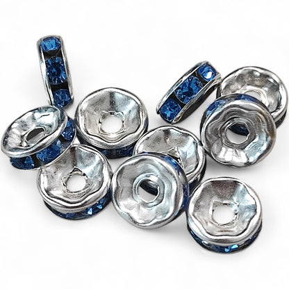 x10 Intercalaires Strass – Pour perles de 8mm – Couleurs au choix
