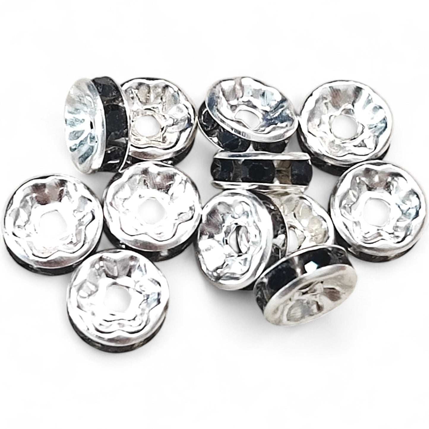 x10 Intercalaires Strass – Pour perles de 8mm – Couleurs au choix