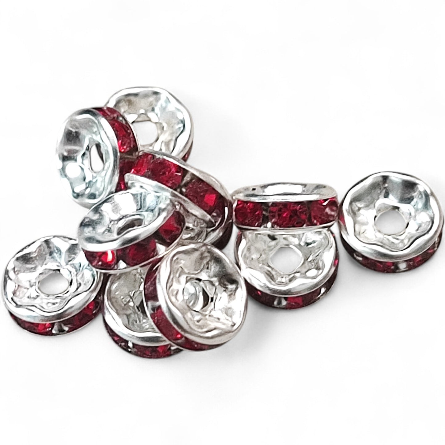 x10 Intercalaires Strass – Pour perles de 8mm – Couleurs au choix