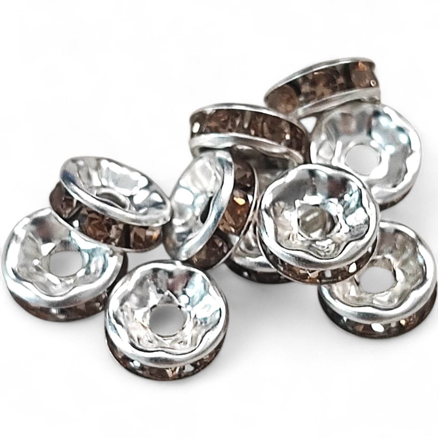 x10 Intercalaires Strass – Pour perles de 8mm – Couleurs au choix