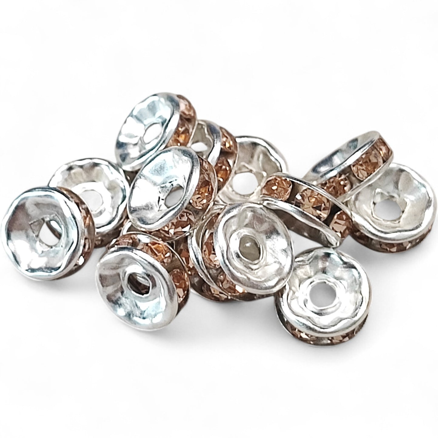 x10 Intercalaires Strass – Pour perles de 8mm – Couleurs au choix
