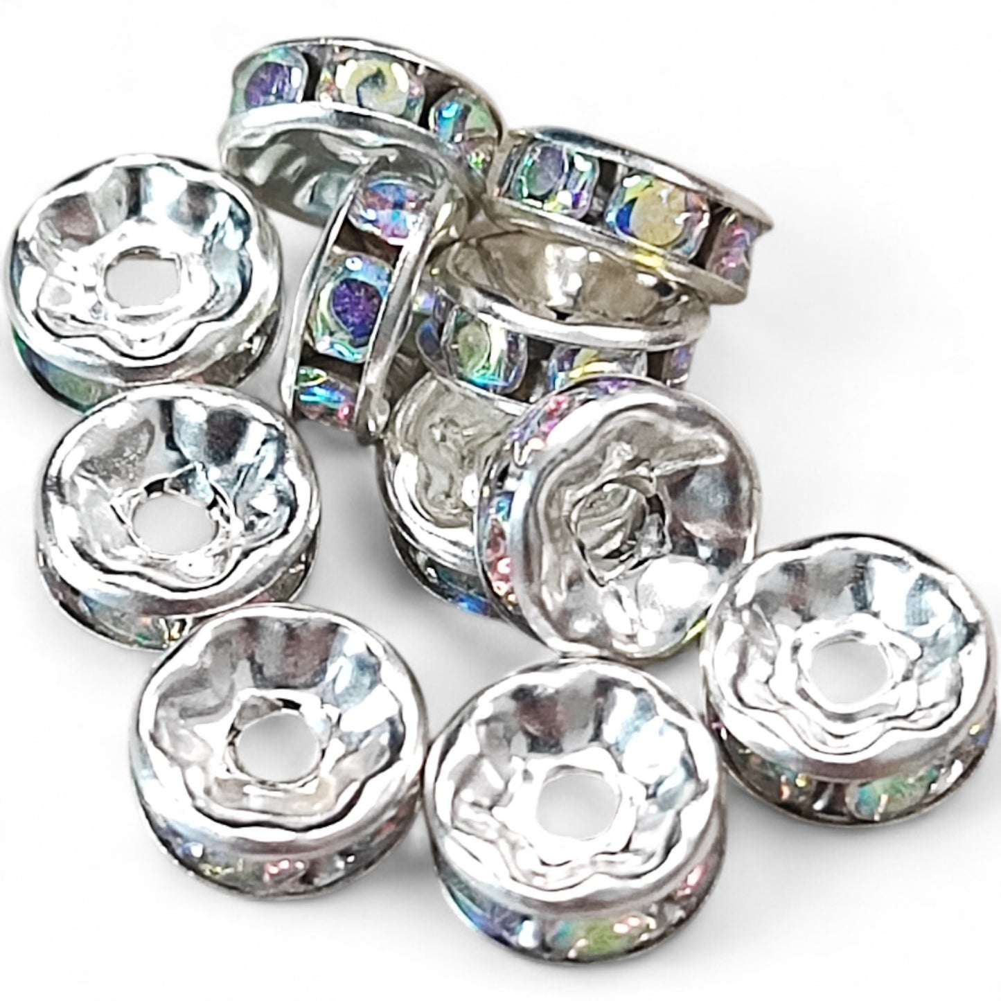 x10 Intercalaires Strass – Pour perles de 8mm – Couleurs au choix