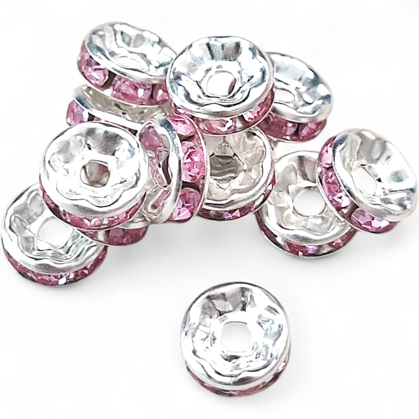 x10 Intercalaires Strass – Pour perles de 8mm – Couleurs au choix