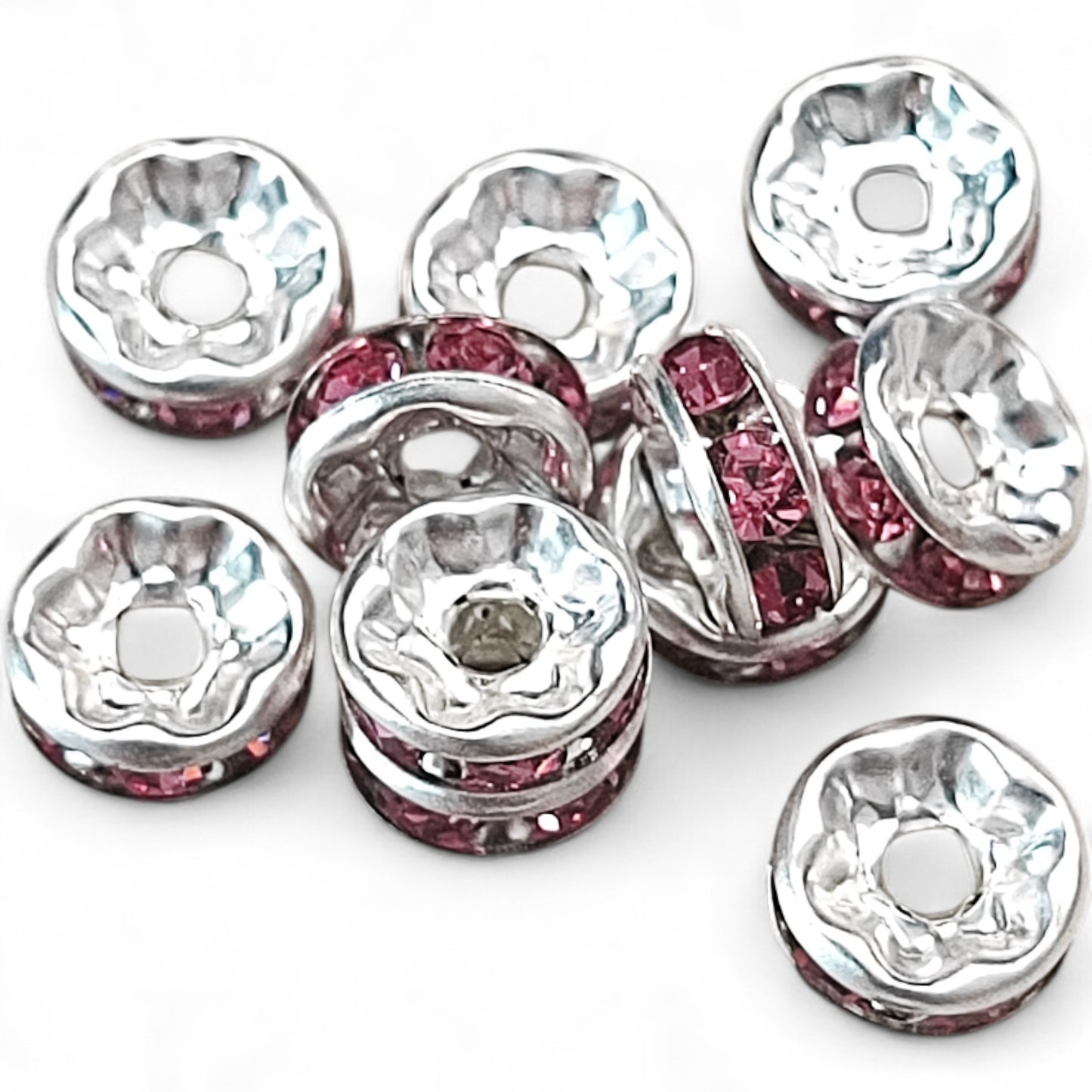 x10 Intercalaires Strass – Pour perles de 8mm – Couleurs au choix