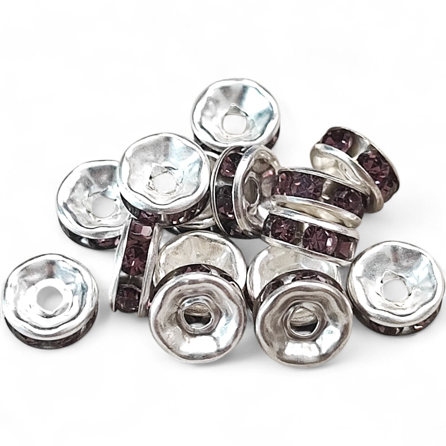 x10 Intercalaires Strass – Pour perles de 8mm – Couleurs au choix