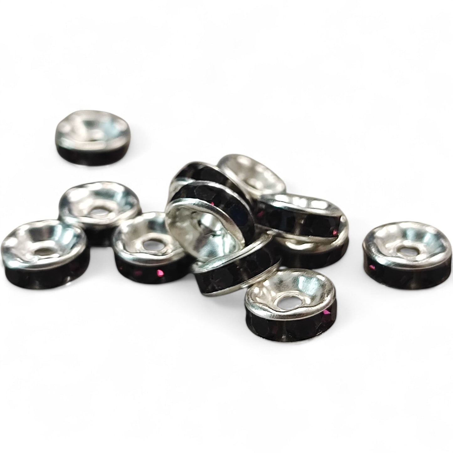 x10 Intercalaires Strass – Pour perles de 8mm – Couleurs au choix