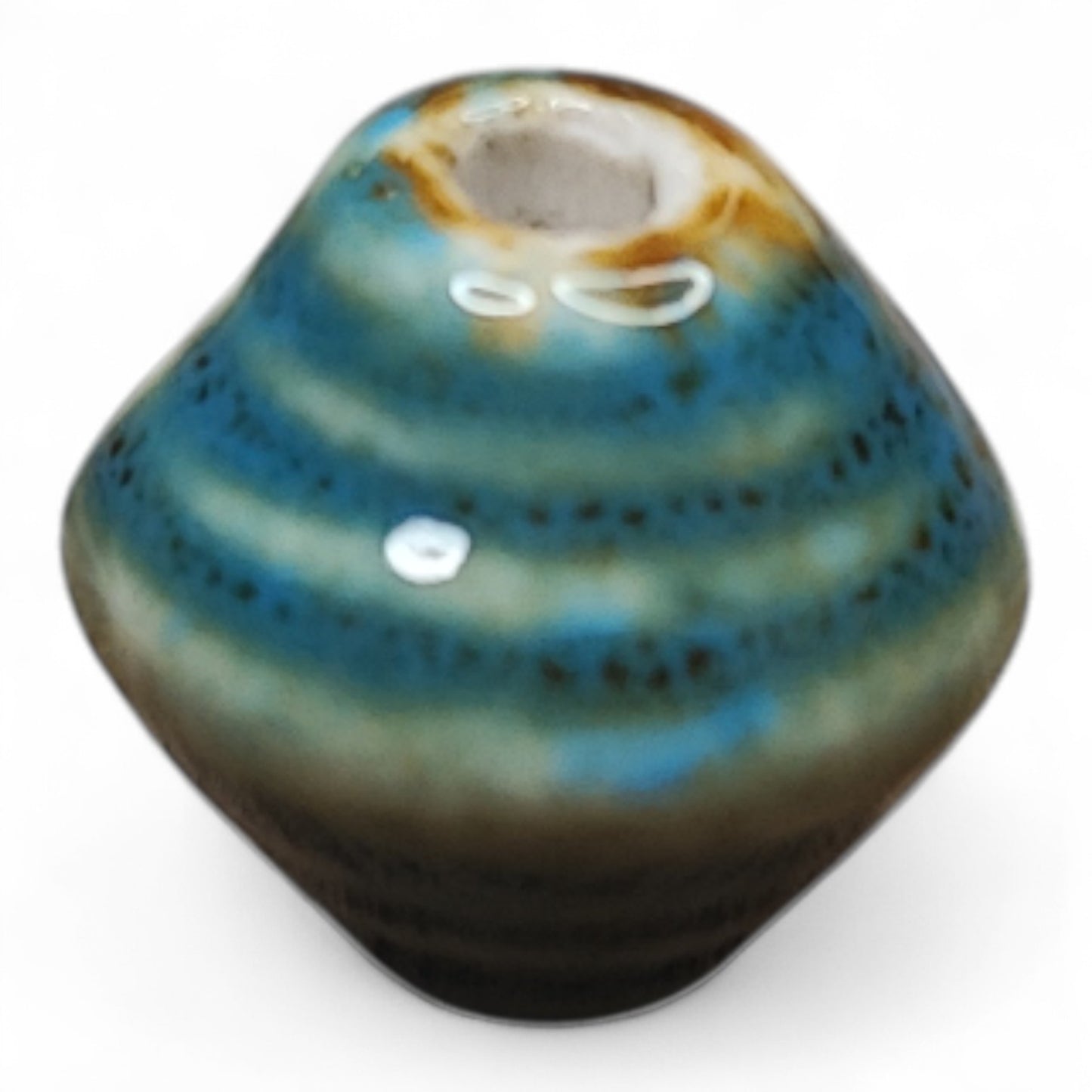 Perles en Porcelaine Artisanales – Forme Toupie – 14 mm