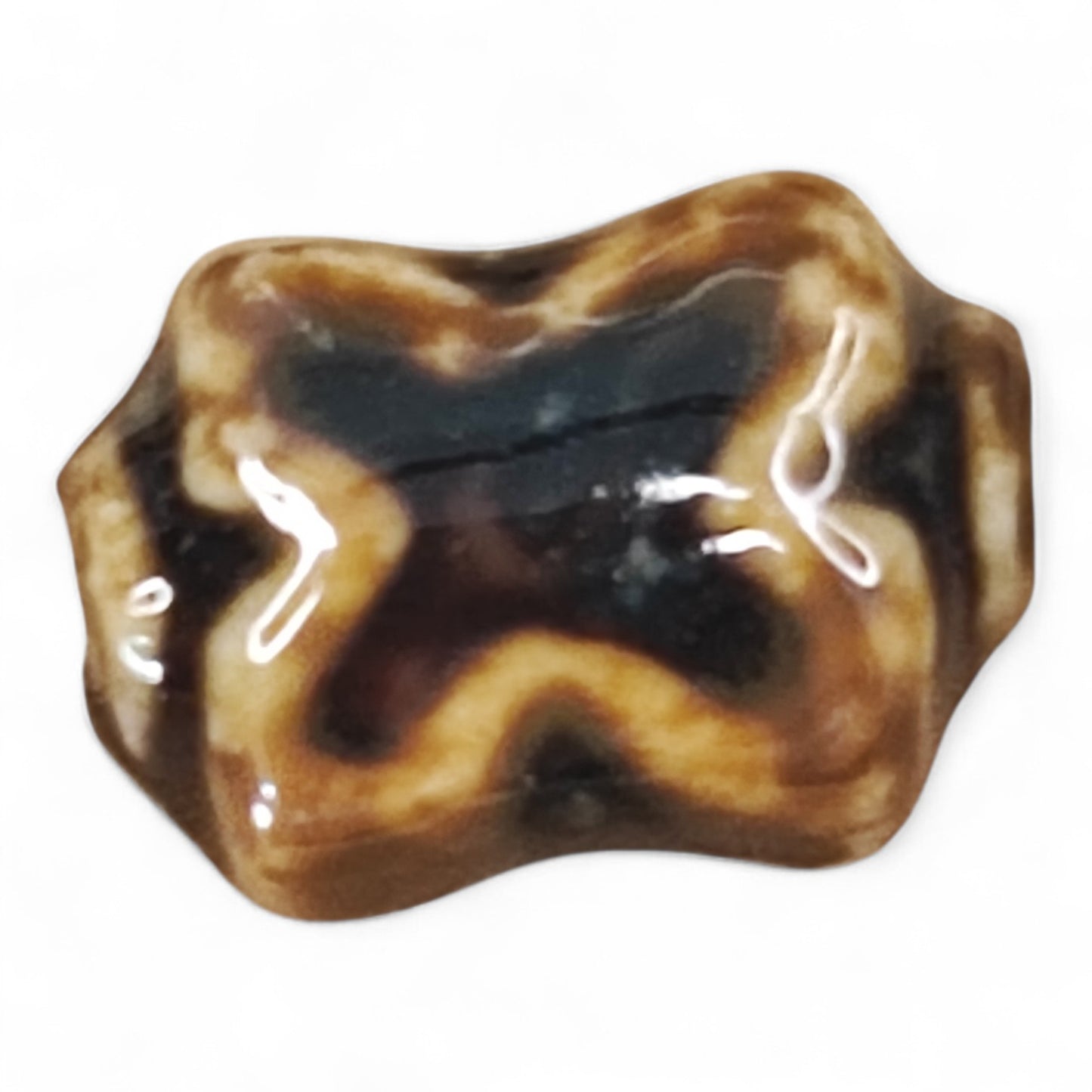 x1 Perle en Porcelaine Artisanale – Forme X – 17 à 18 mm
