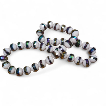 x10 Perles en Verre Opaques Électrolytiques – Rondes Facettées – 10 mm