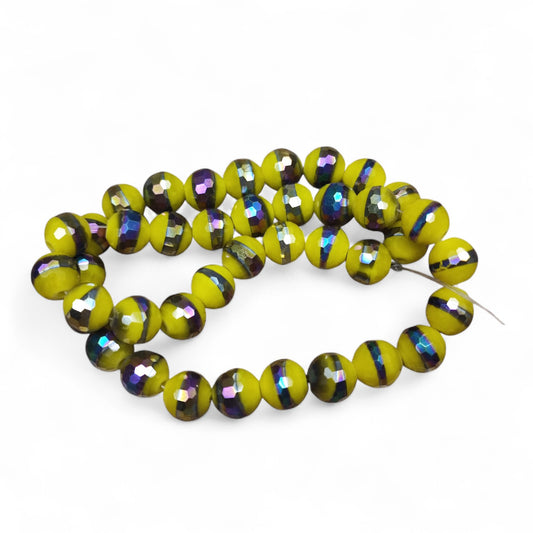 x10 Perles en Verre Opaques Électrolytiques – Rondes Facettées – 10 mm