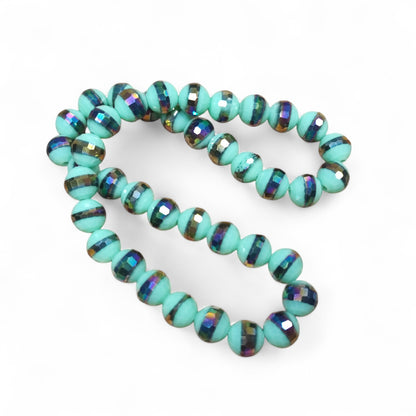 x10 Perles en Verre Opaques Électrolytiques – Rondes Facettées – 10 mm