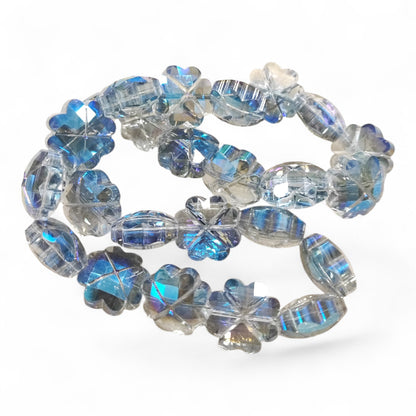 x1 Perle de Verre à Facettes Galvanisées – Forme Trèfle – 17 mm