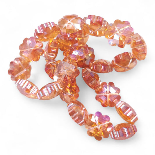 x1 Perle de Verre à Facettes Galvanisées – Forme Trèfle – 17 mm