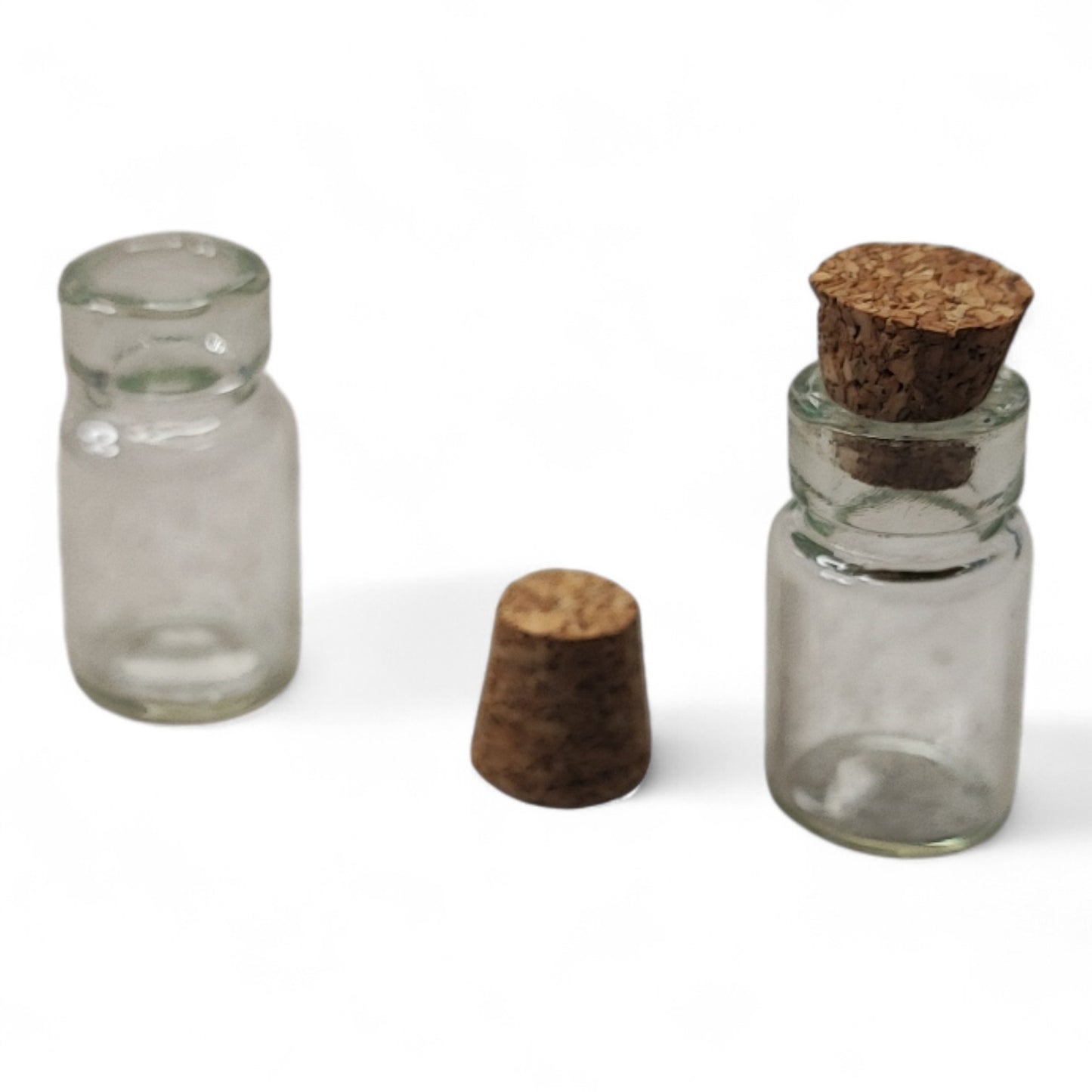 x5 Pendentifs Fioles en Verre avec Bouchon en Liège – 18 mm
