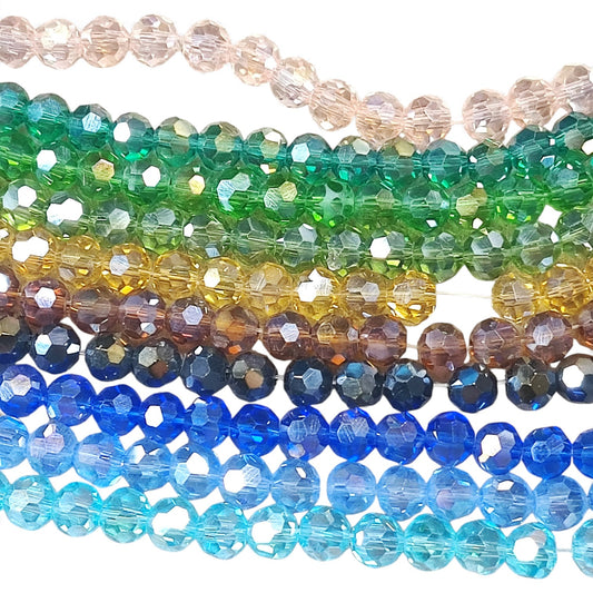 x1 Fil de Perles en Verre Plaquées AB – 6x5 mm – Ronde à Facettes