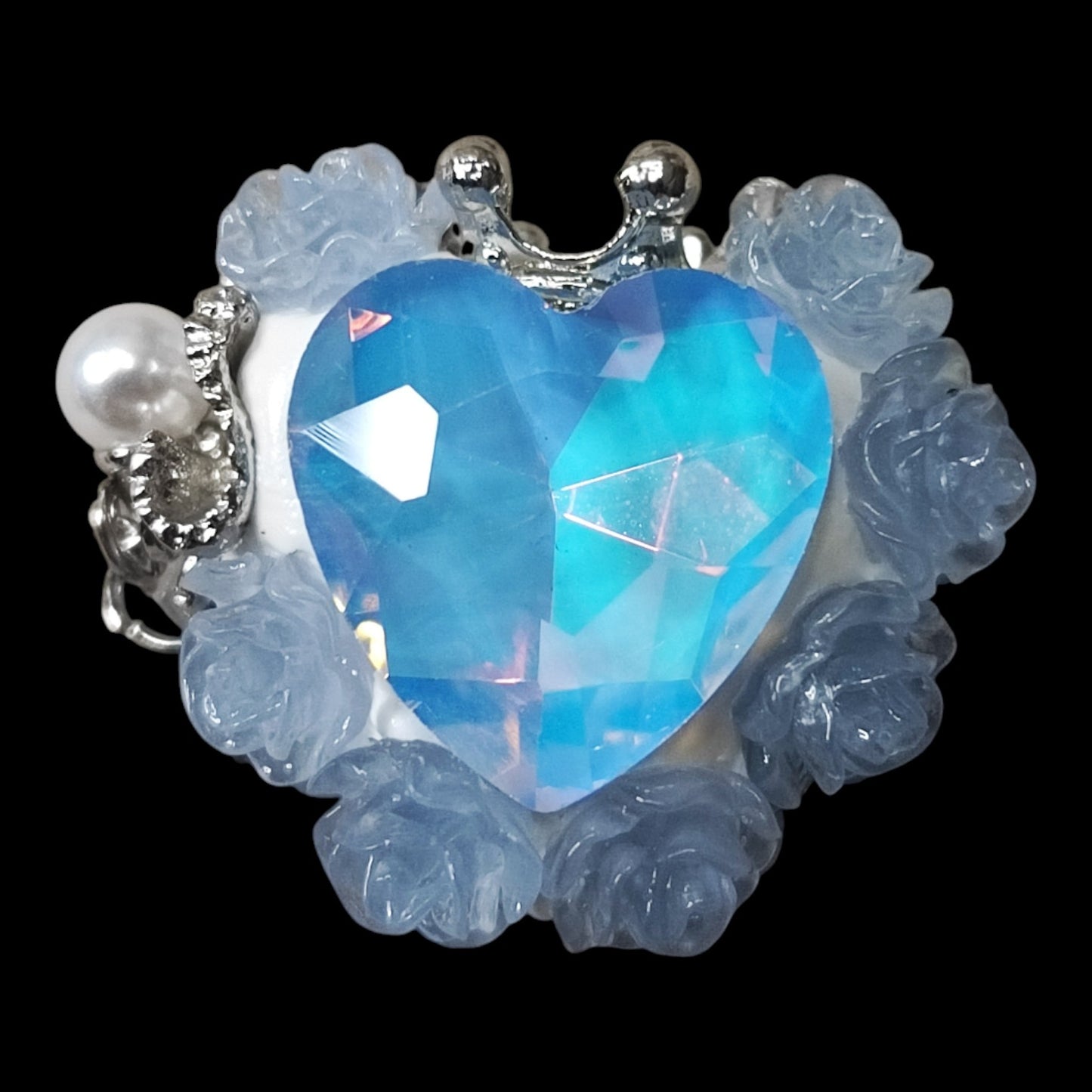 x1 Perle Cœur Couronné en Pâte Polymère, Strass – Perle Stylo – Coloris au choix