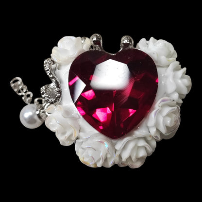 x1 Perle Cœur Couronné en Pâte Polymère, Strass – Perle Stylo – Coloris au choix