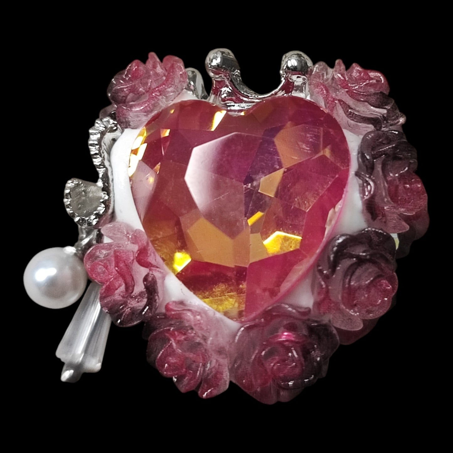 x1 Perle Cœur Couronné en Pâte Polymère, Strass – Perle Stylo – Coloris au choix