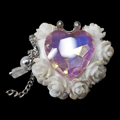 x1 Perle Cœur Couronné en Pâte Polymère, Strass – Perle Stylo – Coloris au choix