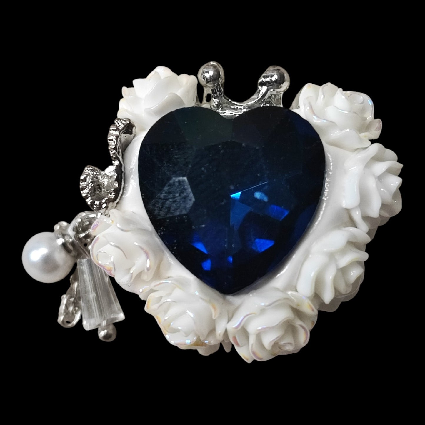 x1 Perle Cœur Couronné en Pâte Polymère, Strass – Perle Stylo – Coloris au choix