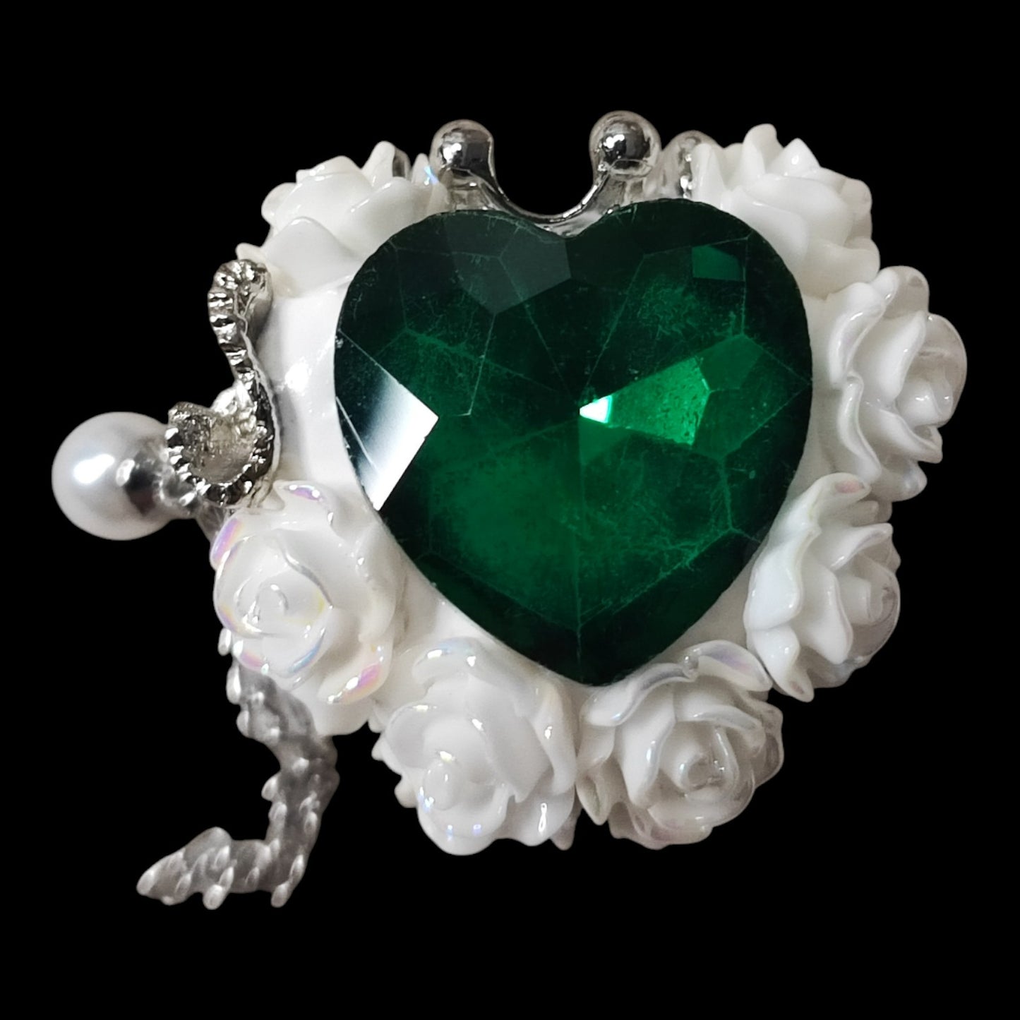 x1 Perle Cœur Couronné en Pâte Polymère, Strass – Perle Stylo – Coloris au choix