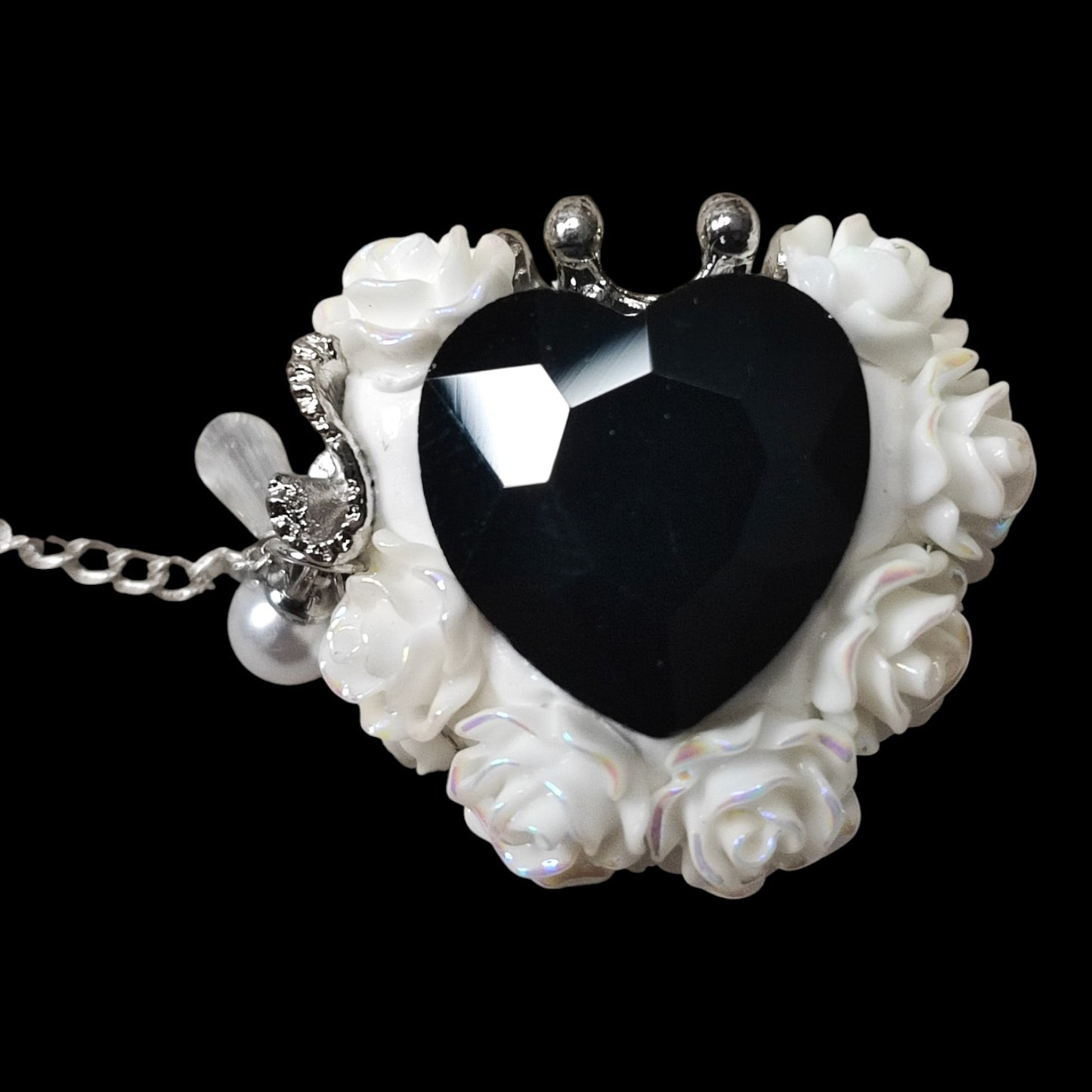 x1 Perle Cœur Couronné en Pâte Polymère, Strass – Perle Stylo – Coloris au choix