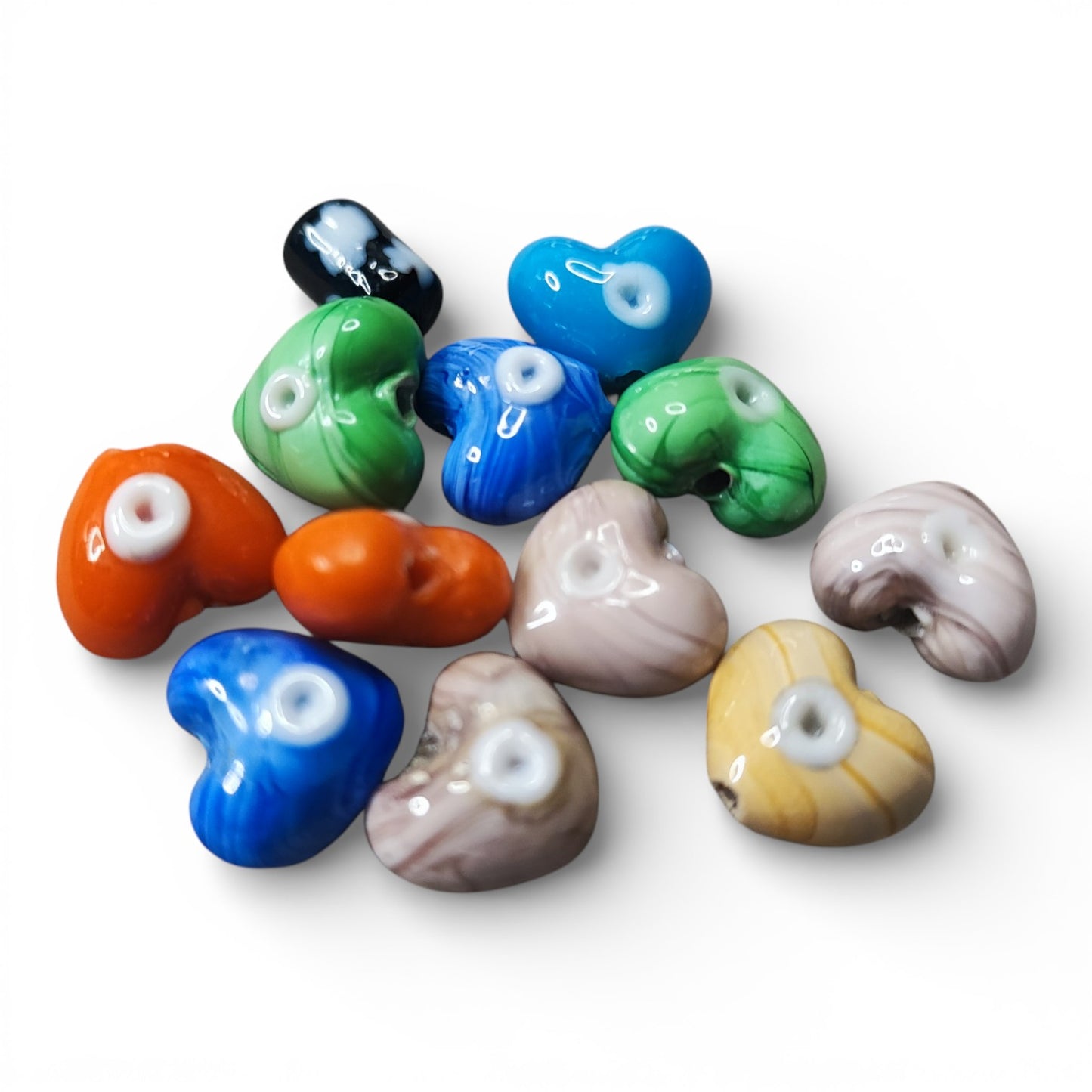 x1 Perle Artisanale en Verre Filé (Lampwork) – Pièces Uniques – Formes et Couleurs Variées