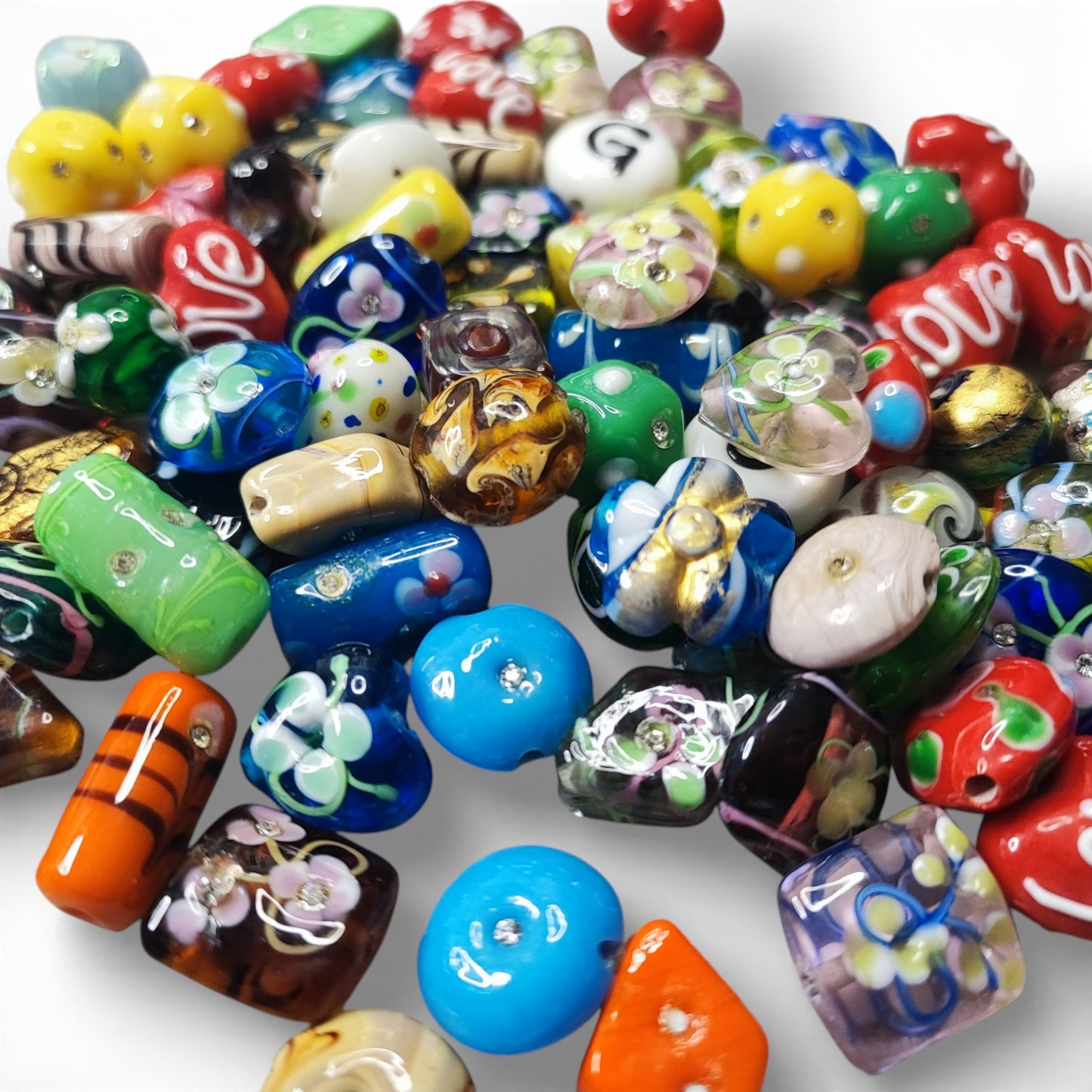 x1 Perle Artisanale en Verre Filé (Lampwork) – Pièces Uniques – Formes et Couleurs Variées